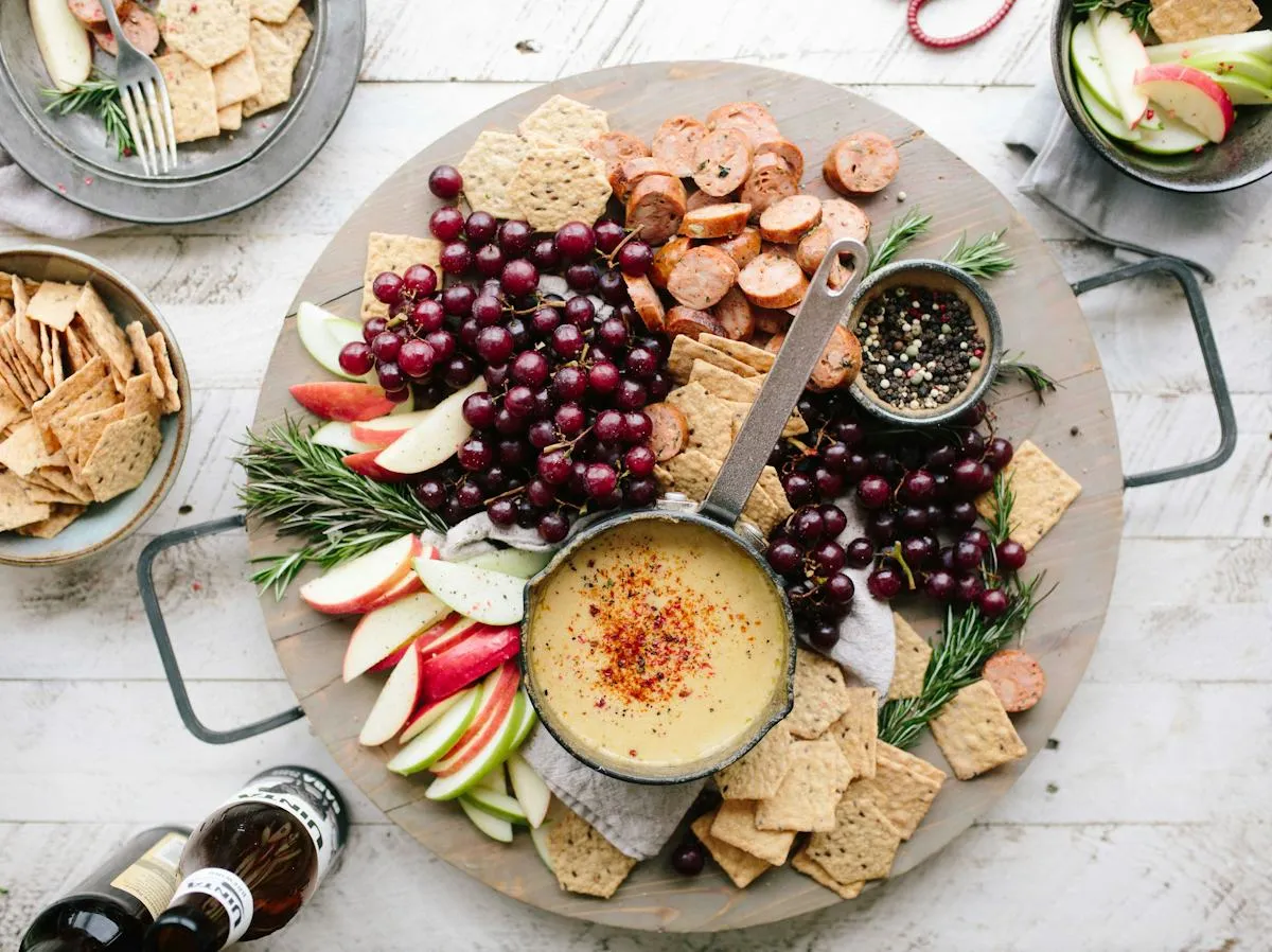 Seasonal breakfast dishes arranged for brunch
