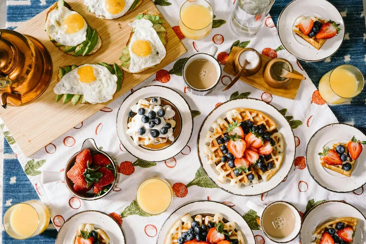 Abundant table of freshly served meals