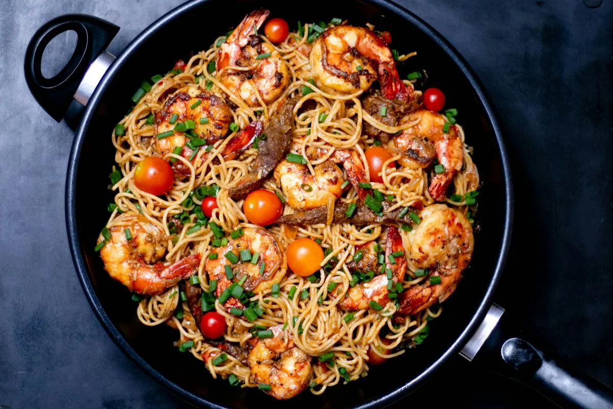 Freshly prepared seafood dish