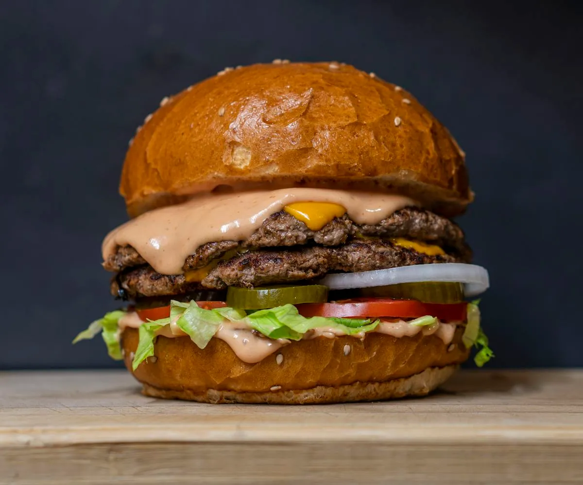 Juicy grilled burger served at the restaurant