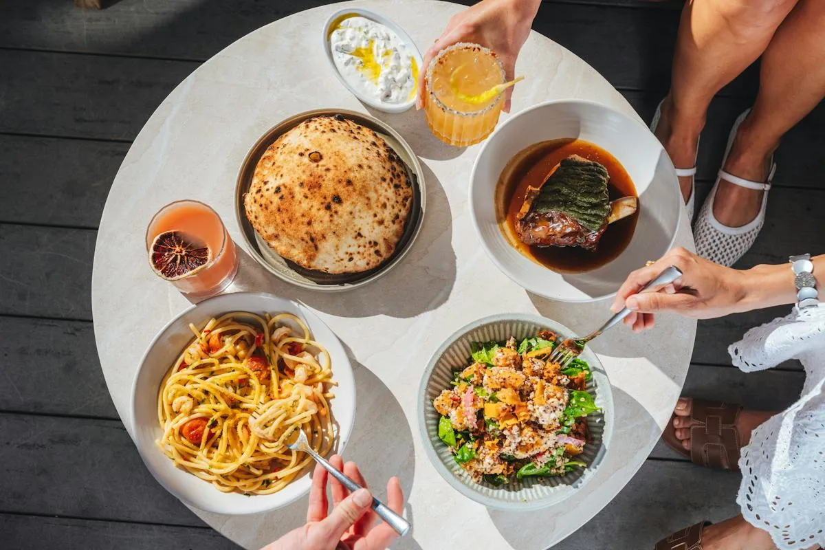 Several inviting dishes shared across a dining table